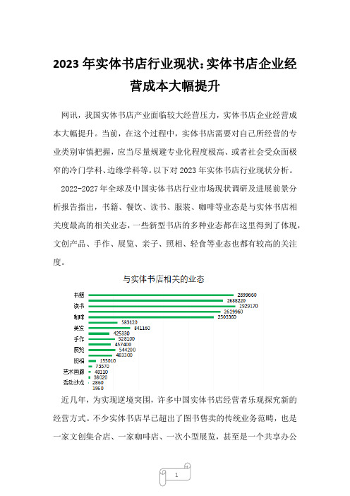 2023年实体书店行业现状：实体书店企业经营成本大幅提升