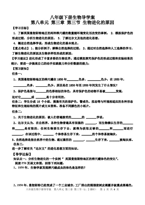 鲁科版生物八下8.3.3生物进化的原因导学案