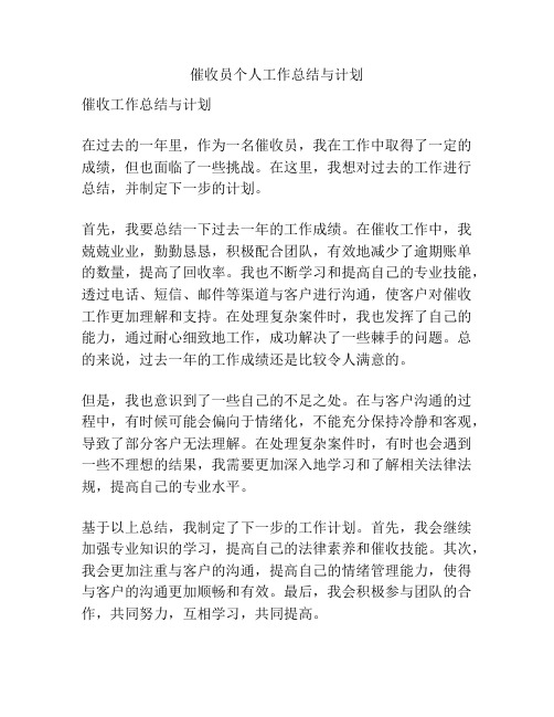 催收员个人工作总结与计划