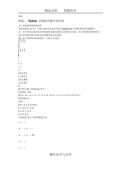 数学建模-matlab在线性代数中的应用