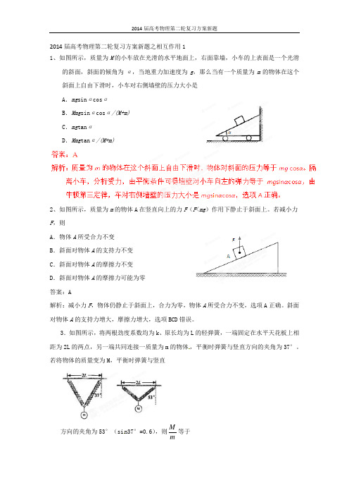 2014届高考物理第二轮复习方案新题之相互作用1