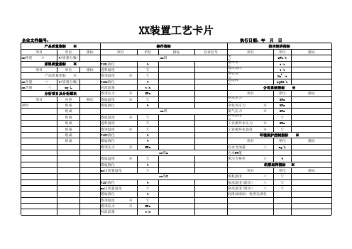 化工企业工艺卡片模板