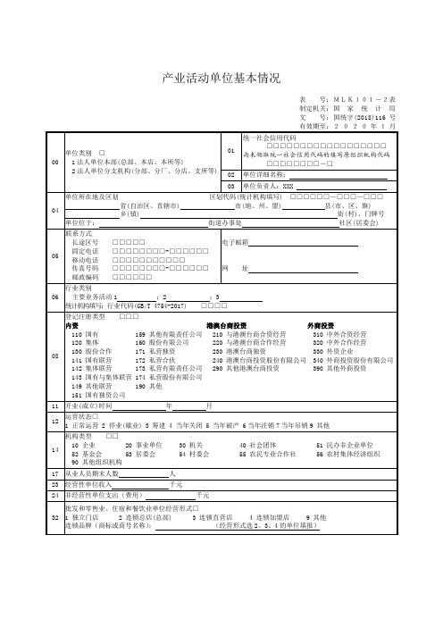 产业活动单位基本情况【模板】