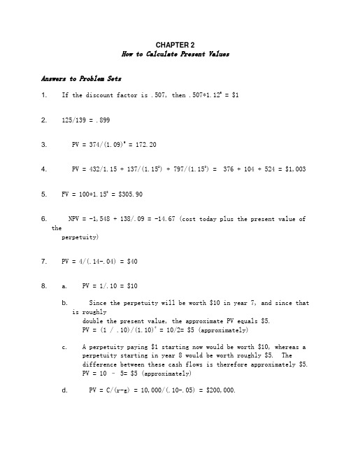 习题答案Principles-of-Corporate-Finance第十版-Chapter2Wor