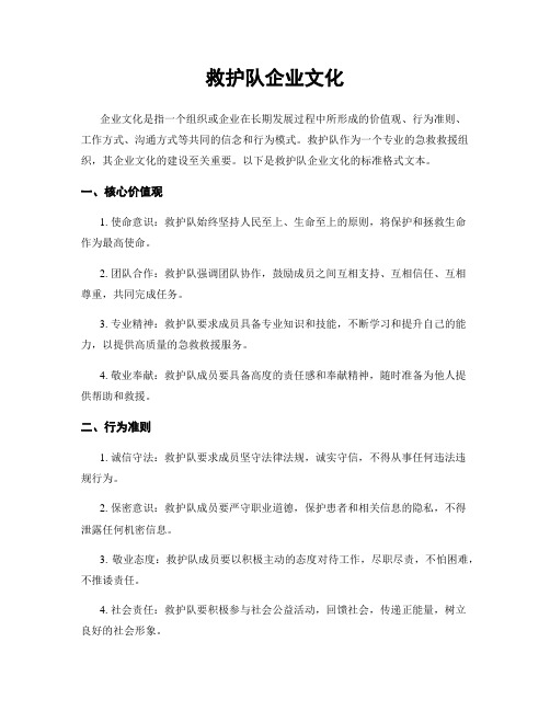 救护队企业文化