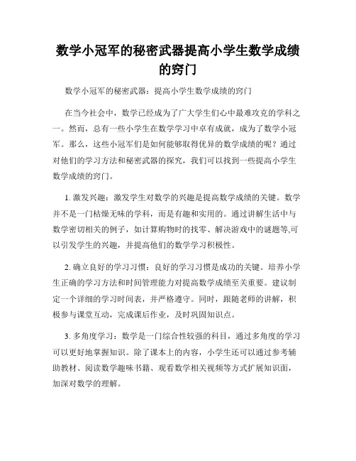 数学小冠军的秘密武器提高小学生数学成绩的窍门