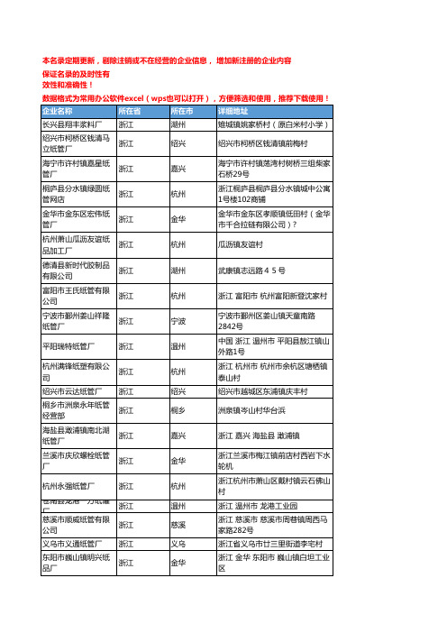 2020新版浙江省特种纸管工商企业公司名录名单黄页联系方式大全614家