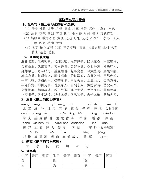 二年级下册语文第四单元复习要点