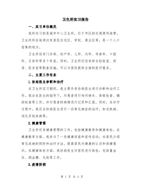 卫生所实习报告