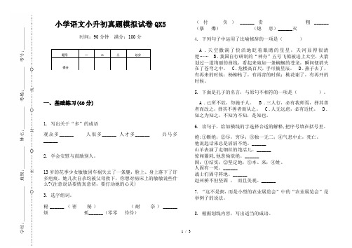 【小学教育】2019最新小学语文小升初(通用版)真题模拟试卷QX5—8K可直接打印