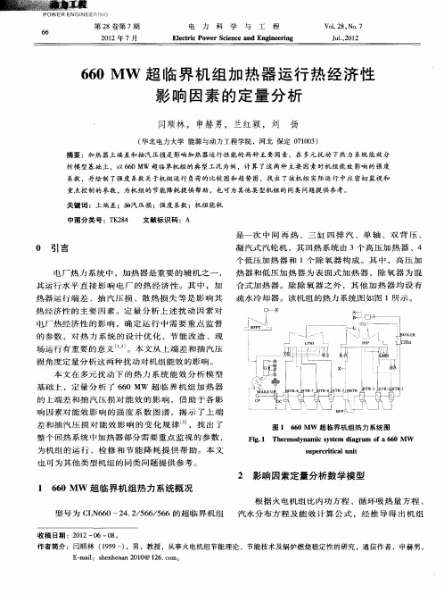 660MW超临界机组加热器运行热经济性影响因素的定量分析