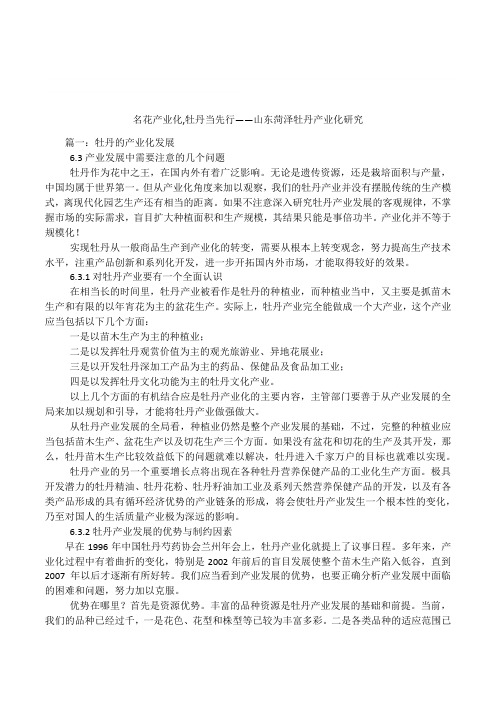 名花产业化,牡丹当先行——山东菏泽牡丹产业化研究