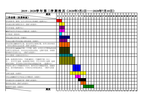 上海市东华大学2019-2020学年第二学期校历及放假安排表