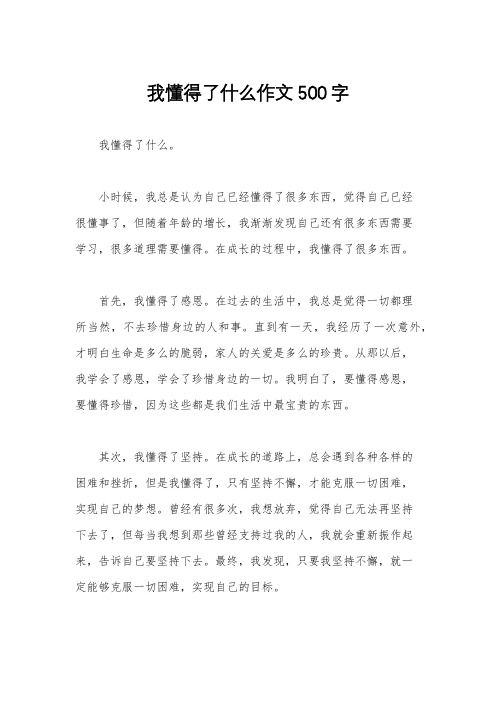 我懂得了什么作文500字