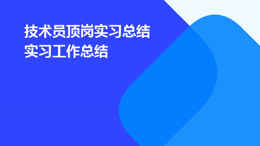 技术员顶岗实习总结实习工作总结PPT