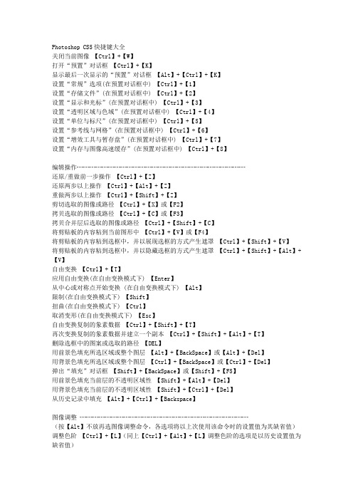 Photoshop CS5快捷键大全
