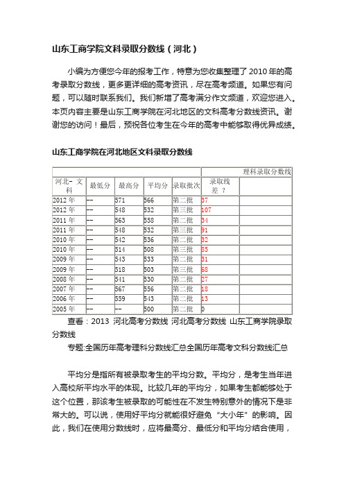 山东工商学院文科录取分数线（河北）