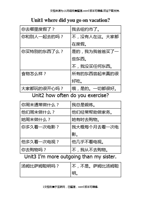 英语人教版八年级上册语法GF汉语