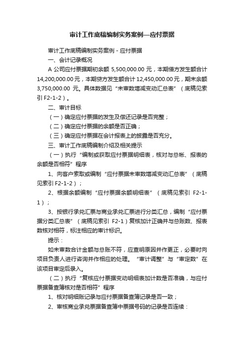 审计工作底稿编制实务案例—应付票据