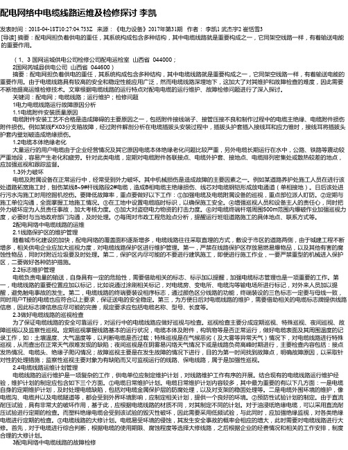 配电网络中电缆线路运维及检修探讨 李凯