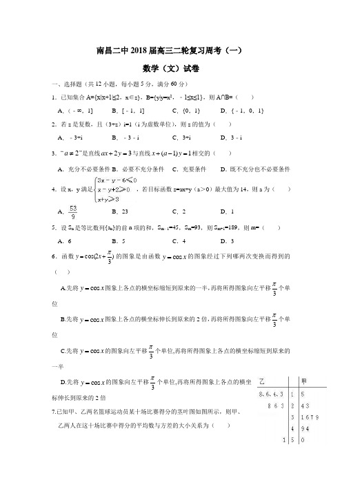 第二中学2018届高三下学期周考数学(文)试题(一)(附答案) (1)