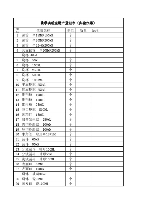 初中化学实验仪器清单