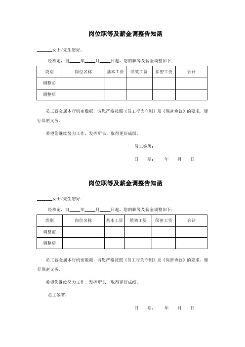 岗位薪资调整告知函