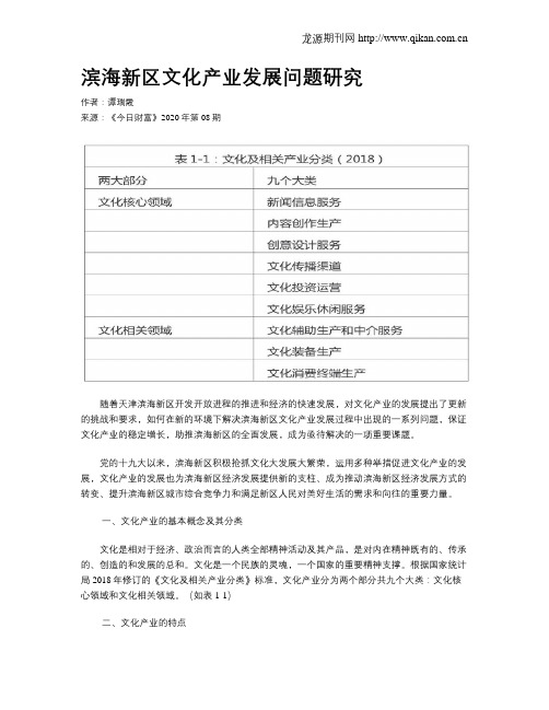 滨海新区文化产业发展问题研究