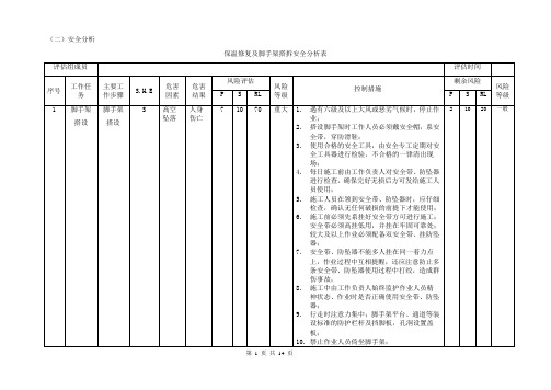 保温修复及脚手架搭拆安全分析表