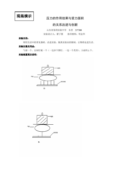 压力的作用效果与面积的关系实验的改进与创新