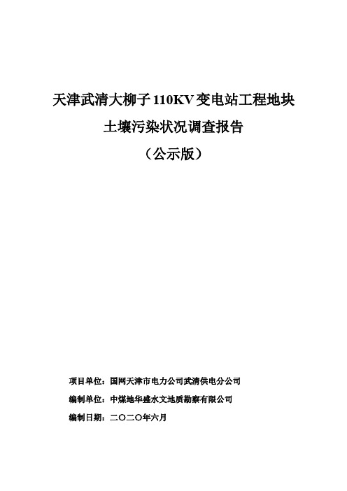 天津武清大柳子110KV变电站工程地块土壤污染状况调查报告