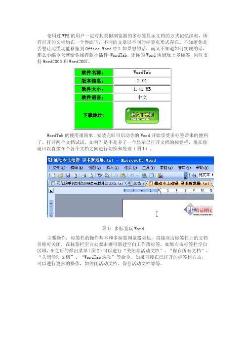 WordTab 让Word也玩多标签