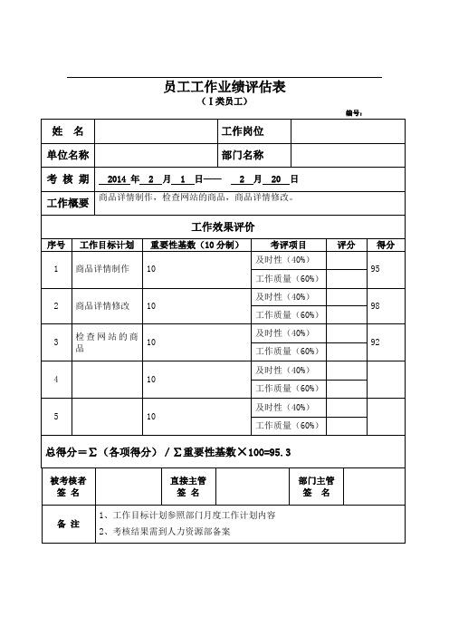 绩效考核评估表26485