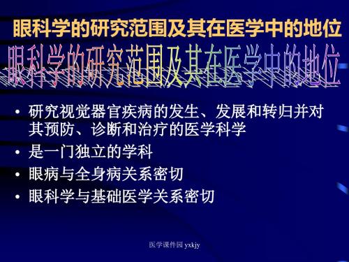 眼科学的研究范围及其在医学中的地位-精选文档