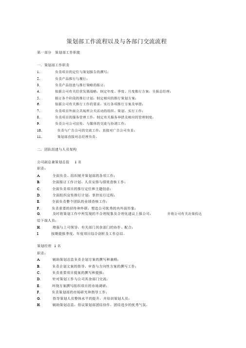 策划部工作流程以及与各部门沟通流程