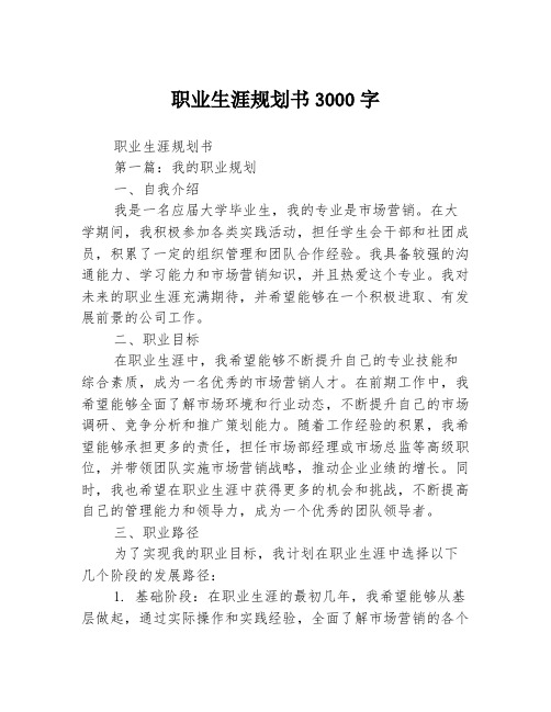 职业生涯规划书3000字2篇