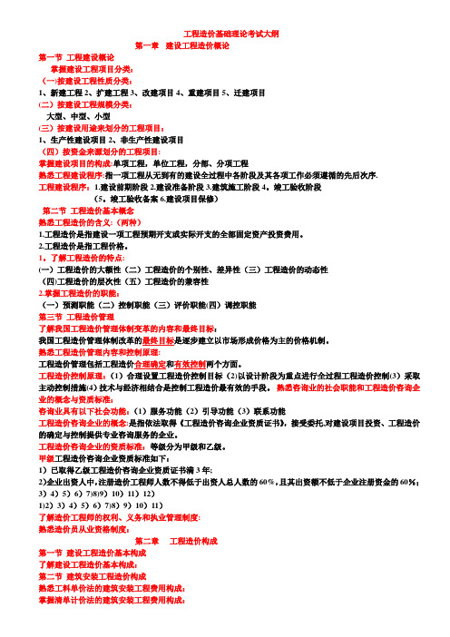 江苏省造价员考试大纲