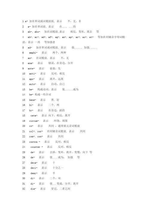 英语单词最常用的328个前缀后缀