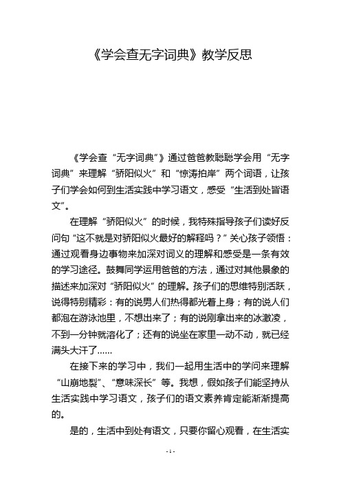 《学会查无字词典》教学反思_2