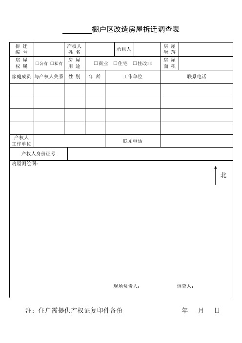 鼓楼区棚户区改造房屋拆迁调查明细表