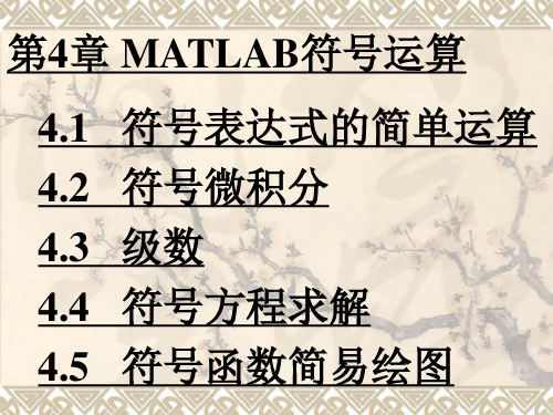 第四章  MATLAB符号计算