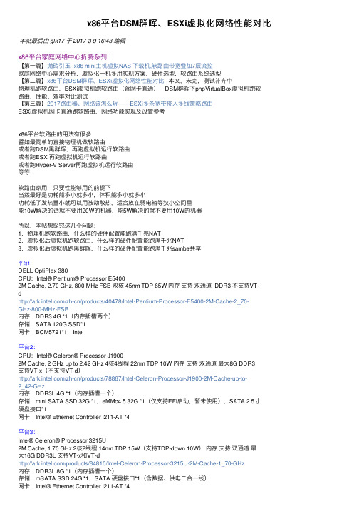 x86平台DSM群晖、ESXi虚拟化网络性能对比