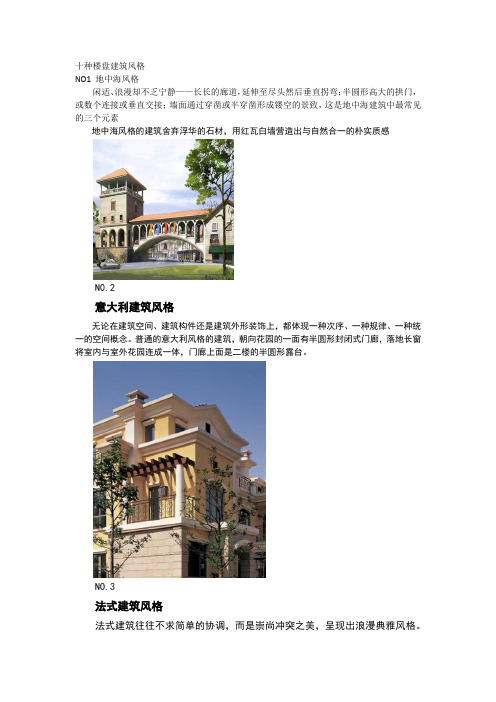 十种楼盘建筑风格