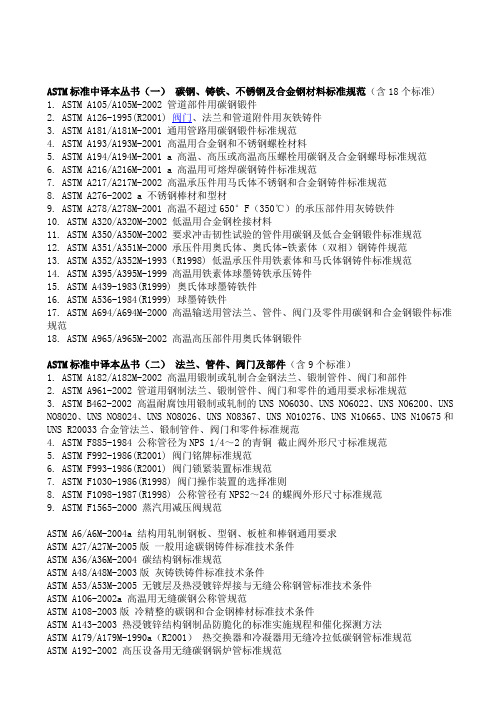 ASTM美国材料与实验协会的阀门管件材料标准