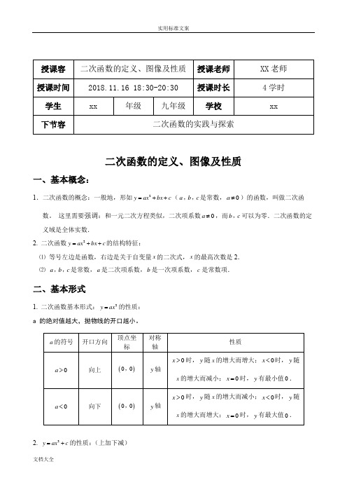 二次函数地定义、图像及性质