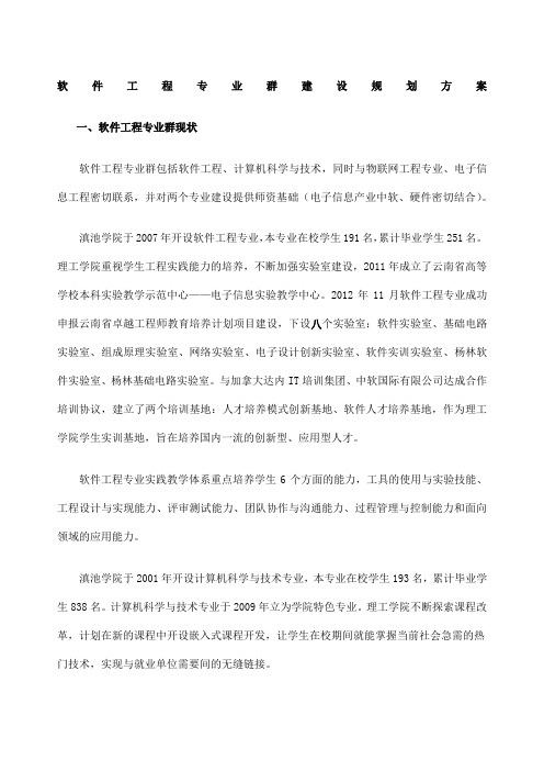 软件工程专业群建设规划方案