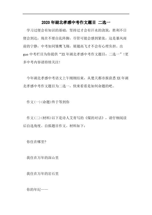 2020年湖北孝感中考作文题目 二选一