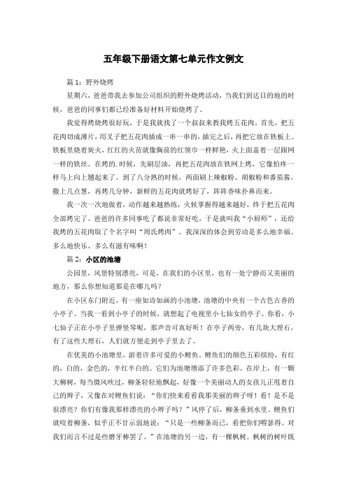 五年级下语文书七单元习作作文例文