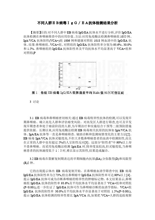 不同人群EB病毒IgG／EA抗体检测结果分析