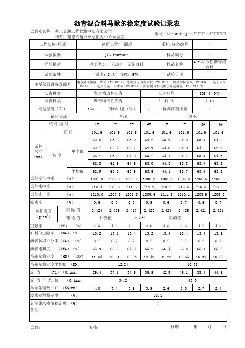 AC-25C改性沥青马歇尔(目标)